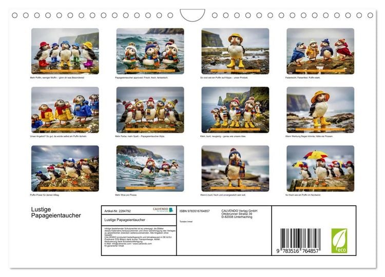 Produktbild: Lustige Papageientaucher (Wandkalender 2027 DIN A4 quer), CALVENDO Monatskalender