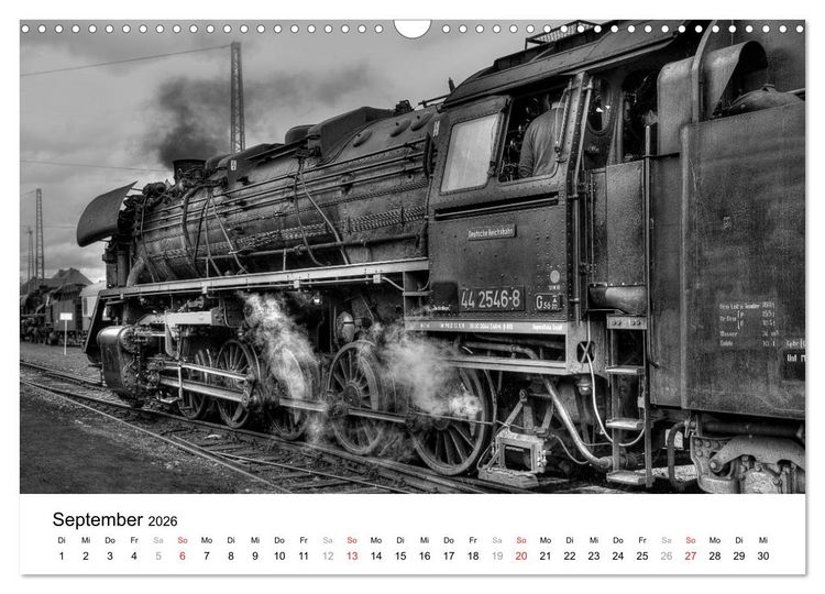 Produktbild: Unter Dampf - Eisenbahnromantik in schwarz-wei&szlig; (Wandkalender 2026 DIN A3 quer), CALVENDO Monatskalender