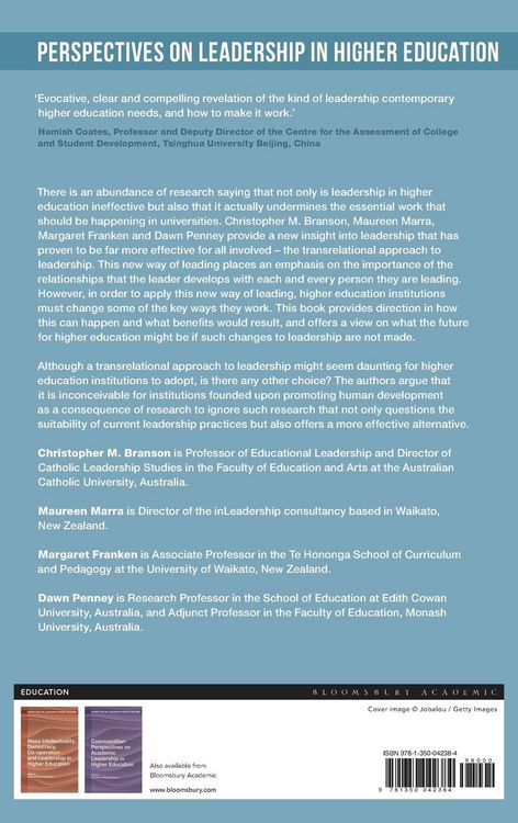 Produktbild: Leadership in Higher Education from a Transrelational Perspective