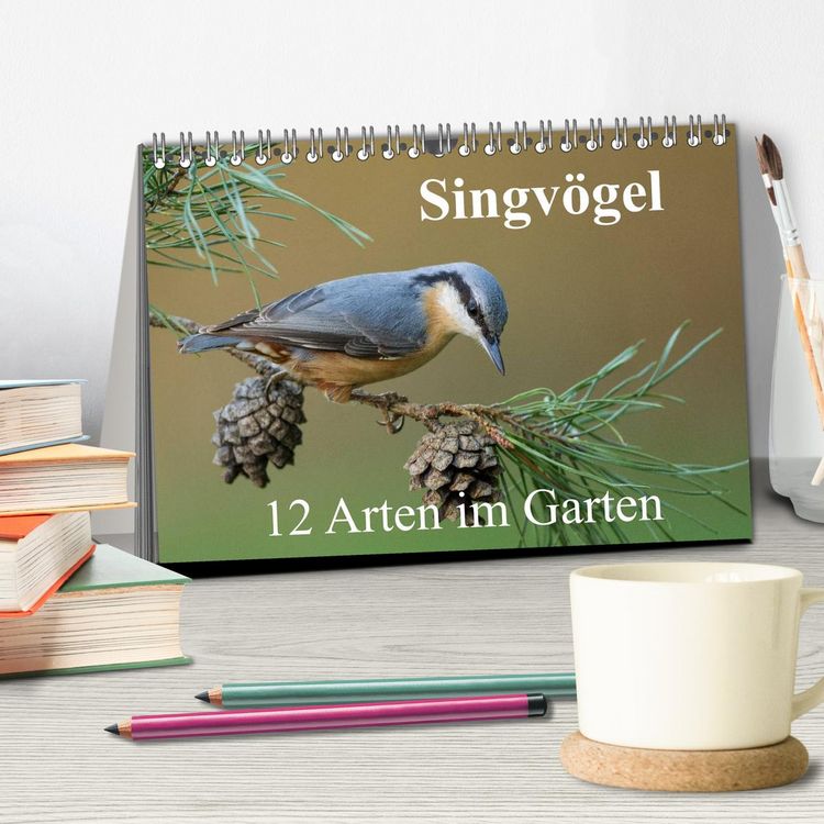 Produktbild: Singv&ouml;gel - 12 Arten im Garten (Tischkalender 2026 DIN A5 quer), CALVENDO Monatskalender