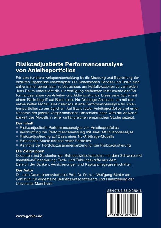 Produktbild: Risikoadjustierte Performanceanalyse von Anleiheportfolios