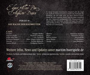 Produktbild: Die geheimnisvollen F&auml;lle von Edgar Allan Poe und Auguste Dupin - Die Rache der Raubritter, 1 Audio-CD