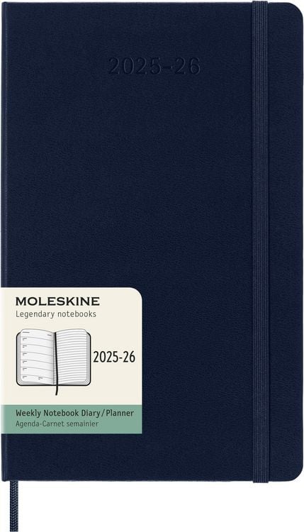 Produktbild: Moleskine 18 Monate Wochen Notizkalender 2025/2026, L/A5, 1 Wo = 1 Seite, Rechts linierte Seite, Fester Einband, Saphir