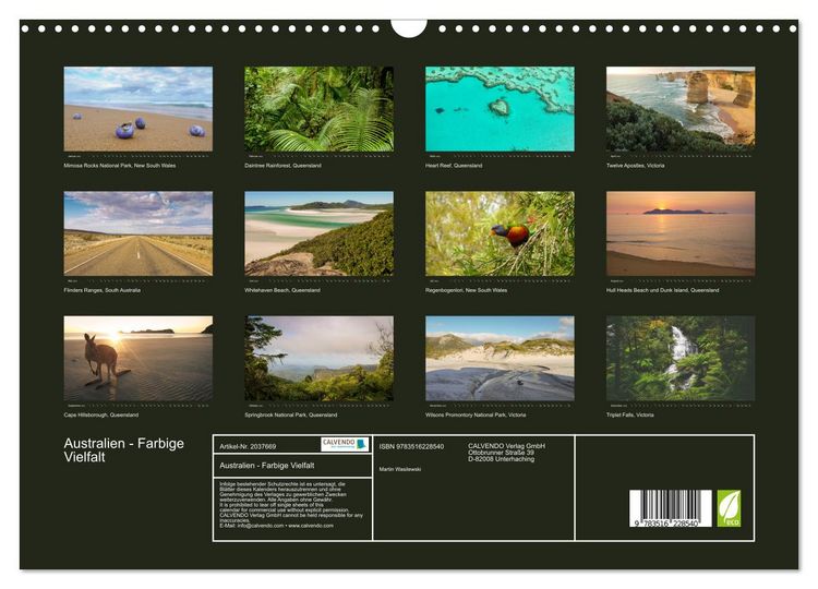 Produktbild: Australien - Farbige Vielfalt (Wandkalender 2026 DIN A3 quer), CALVENDO Monatskalender