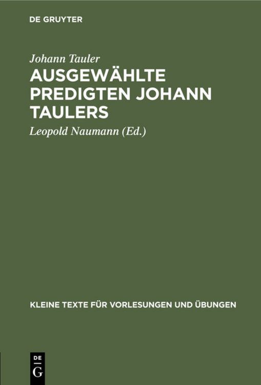 Produktbild: Ausgew&auml;hlte Predigten Johann Taulers