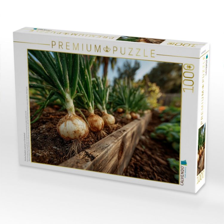 Produktbild: CALVENDO Puzzle Frische Zwiebeln wachsen im Gartenbeet | 1000 Teile Lege-Gr&ouml;&szlig;e 64x48cm Foto-Puzzle f&uuml;r gl&uuml;ckliche Stunden