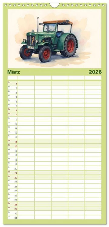 Produktbild: Familienplaner 2026 - Alte Schlepper in neuem Glanz mit 5 Spalten (Wandkalender, 21 x 45 cm) CALVENDO