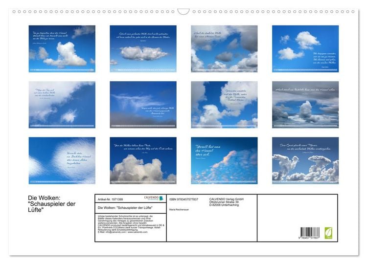 Produktbild: Die Wolken: "Schauspieler der L&uuml;fte" (Wandkalender 2026 DIN A2 quer), CALVENDO Monatskalender