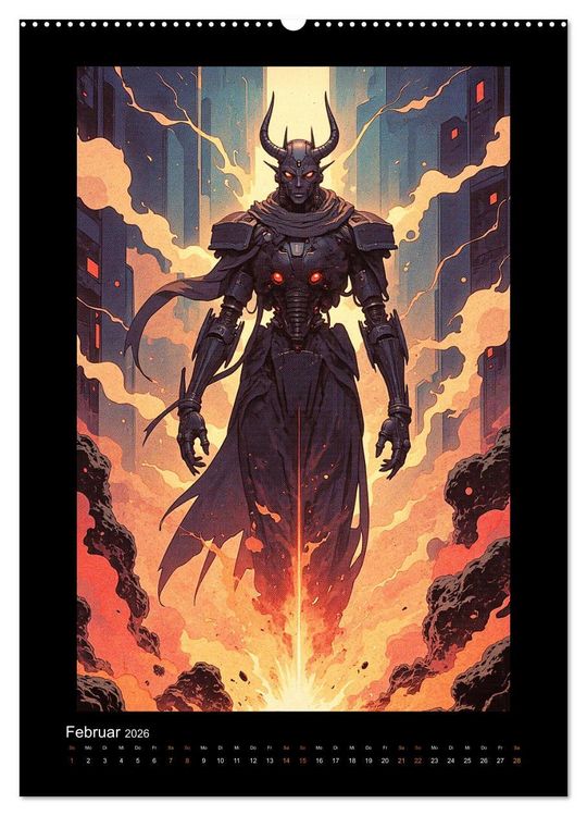 Produktbild: Cybertronic Chaos: Anime-inspirierte KI- Charaktere (Wandkalender 2026 DIN A2 hoch), CALVENDO Monatskalender
