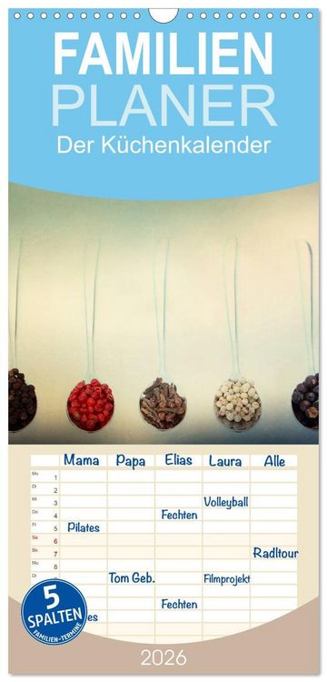 Produktbild: Familienplaner 2026 - Der K&uuml;chenkalender mit 5 Spalten (Wandkalender, 21 x 45 cm) CALVENDO