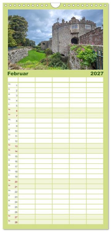 Produktbild: Familienplaner 2027 - Burgen und Schl&ouml;sser in England mit 5 Spalten (Wandkalender, 21 x 45 cm) CALVENDO