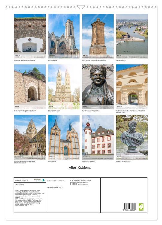 Produktbild: Altes Koblenz (Wandkalender 2026 DIN A2 hoch), CALVENDO Monatskalender