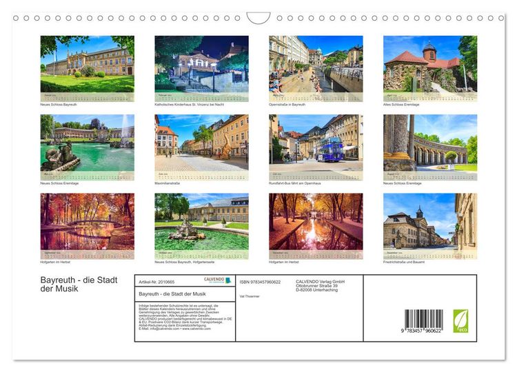 Produktbild: Bayreuth - die Stadt der Musik (Wandkalender 2026 DIN A3 quer), CALVENDO Monatskalender