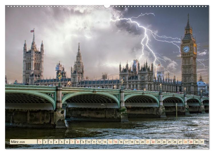 Produktbild: Metropolen - Weltst&auml;dte im Blitzlicht (hochwertiger Premium Wandkalender 2026 DIN A2 quer), Kunstdruck in Hochglanz