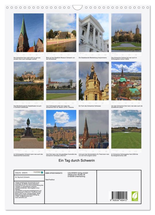 Produktbild: Ein Tag durch Schwerin (Wandkalender 2026 DIN A3 hoch), CALVENDO Monatskalender