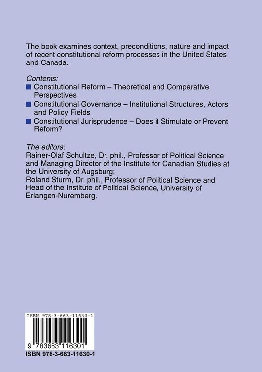 Produktbild: The Politics of Constitutional Reform in North America