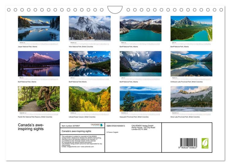 Produktbild: Canada&rsquo;s awe-inspiring sights (Wall Calendar 2026 DIN A4 landscape), CALVENDO 12 Month Wall Calendar