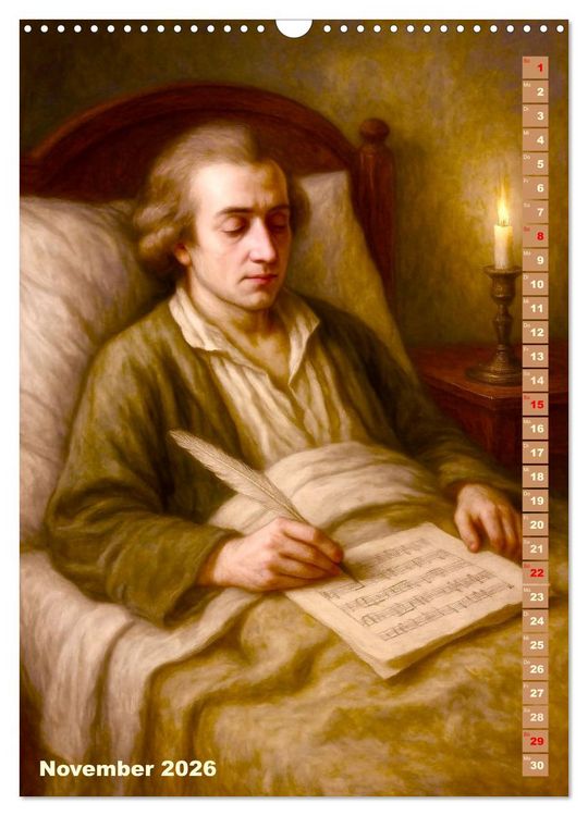 Produktbild: Wolfgang Amadeus Mozart. Sein Leben, seine Werke (Wandkalender 2026 DIN A3 hoch), CALVENDO Monatskalender