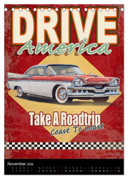 Produktbild: Drive America Plakate (Tischkalender 2026 DIN A5 hoch), CALVENDO Monatskalender