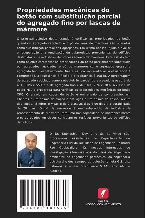 Produktbild: Propriedades mec&acirc;nicas do bet&atilde;o com substitui&ccedil;&atilde;o parcial do agregado fino por lascas de m&aacute;rmore