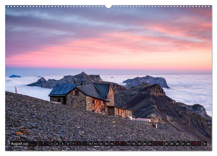 Produktbild: H&uuml;ttenzauber: Bergh&uuml;tten in den Alpen (hochwertiger Premium Wandkalender 2026 DIN A2 quer), Kunstdruck in Hochglanz