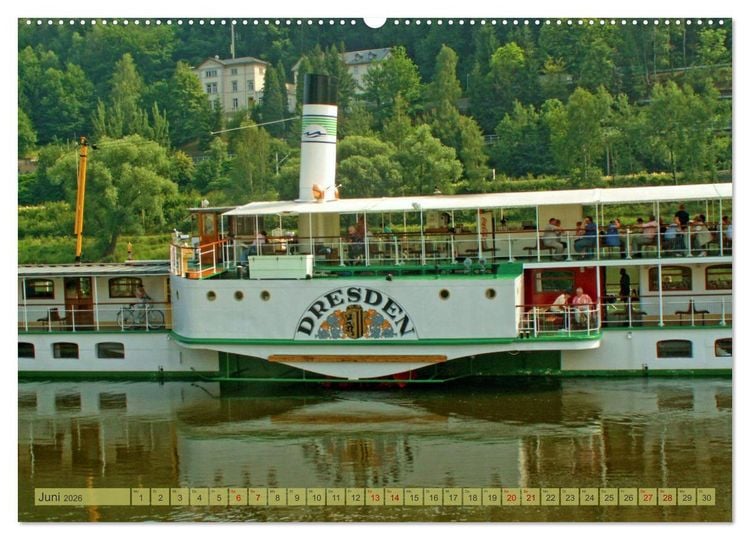 Produktbild: Seitenraddampfer &ndash; In Sachsen von K&ouml;nigstein bis Bad Schandau (Wandkalender 2026 DIN A2 quer), CALVENDO Monatskalender