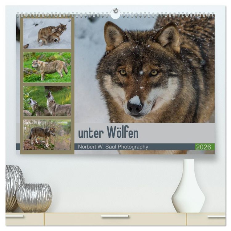 Produktbild: unter W&ouml;lfen (hochwertiger Premium Wandkalender 2026 DIN A2 quer), Kunstdruck in Hochglanz