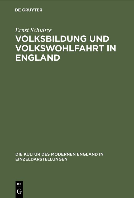 Produktbild: Volksbildung und Volkswohlfahrt in England