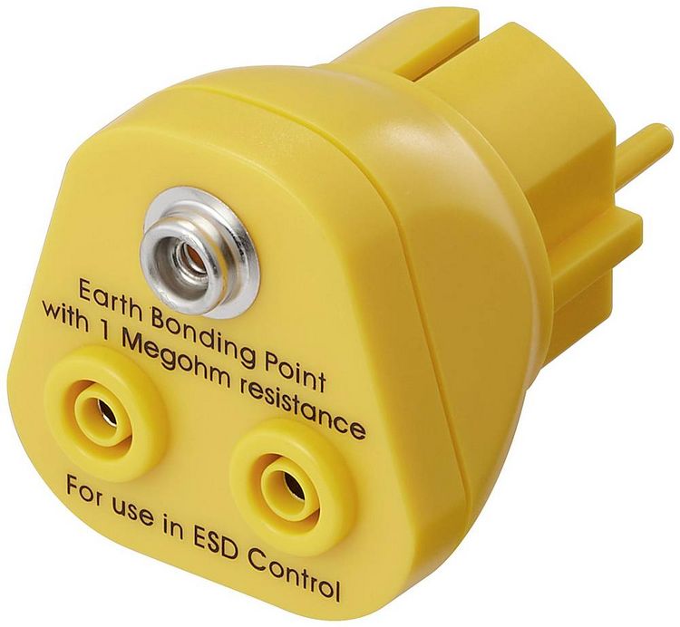 Produktbild: TRU COMPONENTS TC-12277204 Erdungsstecker 2x Bananenbuchsen 4 mm, 1x Druckknopfanschluss 10 mm 1 St.