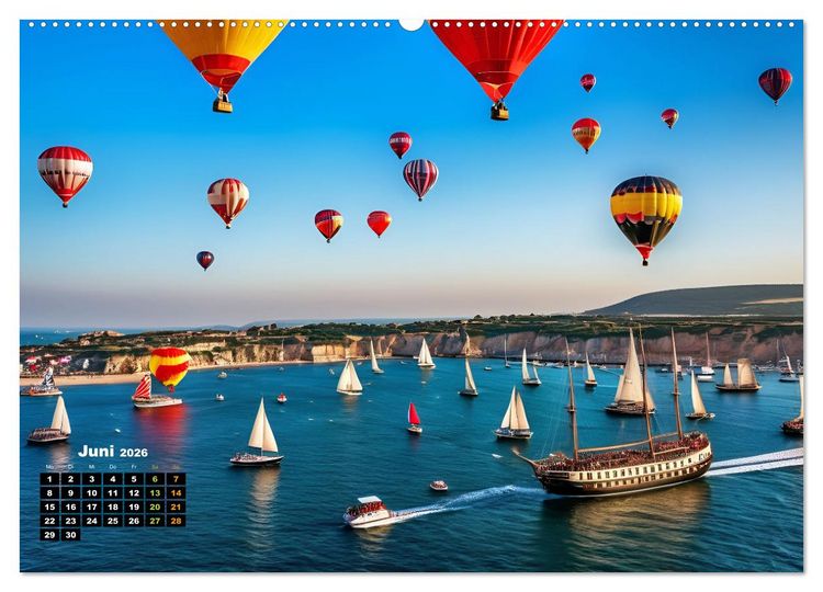 Produktbild: Freiheit in den L&uuml;ften . Mit dem Hei&szlig;luftballon unterwegs (Wandkalender 2026 DIN A2 quer), CALVENDO Monatskalender
