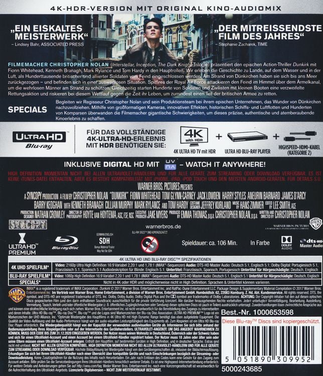 Produktbild: Dunkirk (4K Ultra HD) (+ Blu-ray) (+ Bonus-Disc)