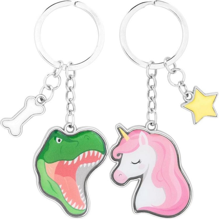 Produktbild: Paar-Schl&uuml;sselanh&auml;nger "Dino, Einhorn"