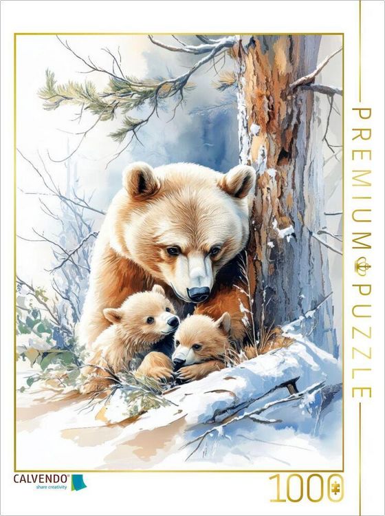 Produktbild: CALVENDO Puzzle Eine B&auml;rin mit ihren Jungen | 1000 Teile Lege-Gr&ouml;&szlig;e 64x48cm Foto-Puzzle f&uuml;r gl&uuml;ckliche Stunden