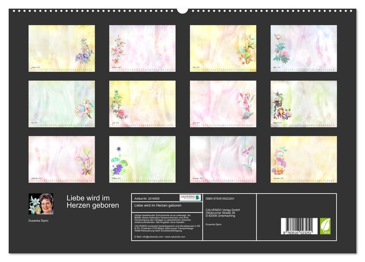 Produktbild: Liebe wird im Herzen geboren (hochwertiger Premium Wandkalender 2026 DIN A2 quer), Kunstdruck in Hochglanz