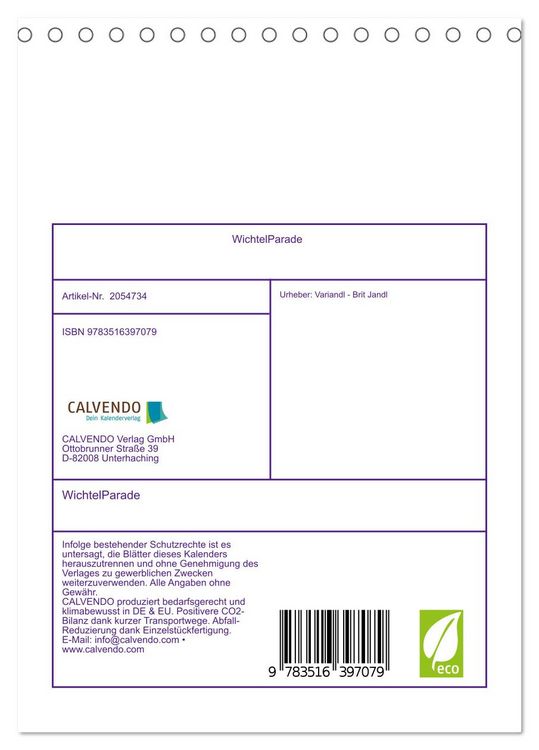 Produktbild: WichtelParade (Tischkalender 2026 DIN A5 hoch), CALVENDO Monatskalender
