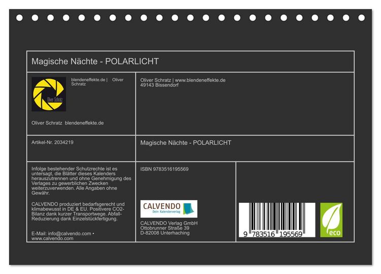 Produktbild: Magische N&auml;chte - POLARLICHT (Tischkalender 2026 DIN A5 quer), CALVENDO Monatskalender