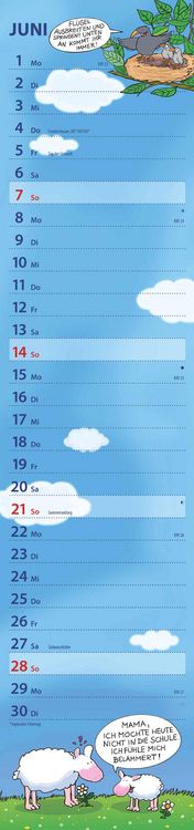 Produktbild: Notizkalender Humor 2026 - Streifenplaner 15x64 cm - Wandkalender - Küchenkalender - mit lustigen Cartoons und Sprüchen - Langplaner