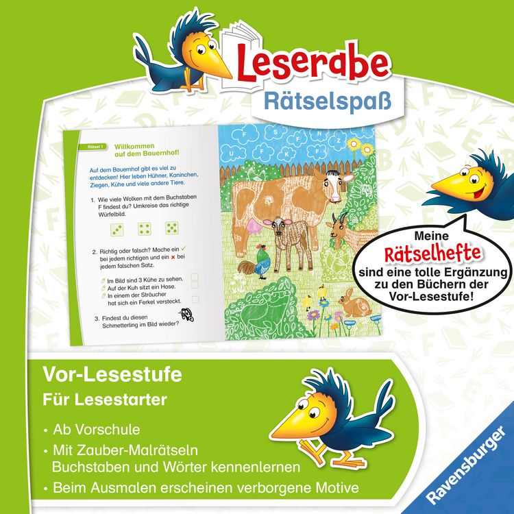 Produktbild: Leserabe R&auml;tselspa&szlig; - Zauber-Malr&auml;tsel zum Lesenlernen: Bauernhof (Vor-Lesestufe)