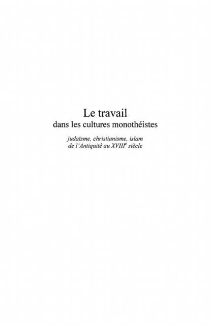 Produktbild: Travail dans les cultures monotheistes l