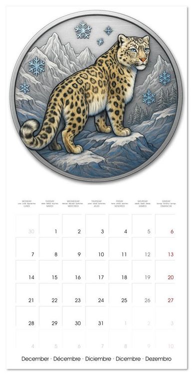 Produktbild: Silver Coin Big Cats (Wall Calendar 2026 12 &times; 12 Inch) CALVENDO 12 Month Wall Calendar