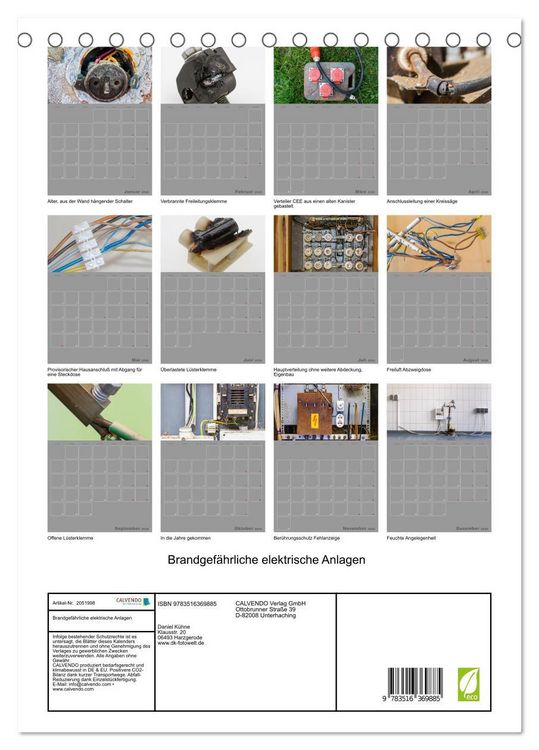 Produktbild: Brandgef&auml;hrliche elektrische Anlagen (Tischkalender 2026 DIN A5 hoch), CALVENDO Monatskalender