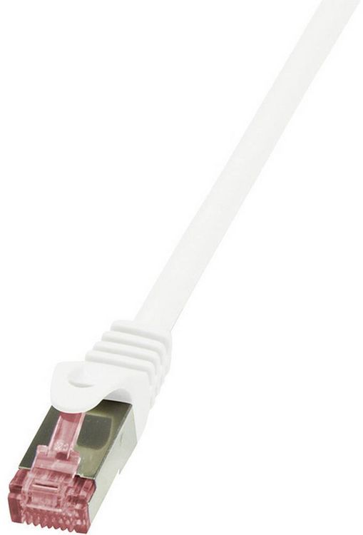 Produktbild: LogiLink CQ2041S RJ45 Patchkabel CAT 6 S/FTP 1.50 m Wei&szlig; Flammwidrig, mit Rastnasenschutz 1 St.