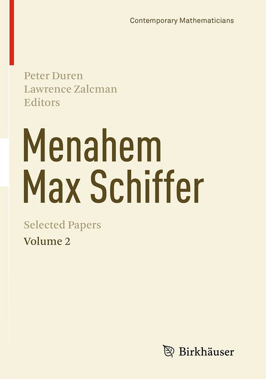 Produktbild: Menahem Max Schiffer: Selected Papers Volume 2