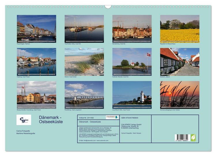 Produktbild: D&auml;nemark - Ostseek&uuml;ste (Wandkalender 2026 DIN A2 quer), CALVENDO Monatskalender