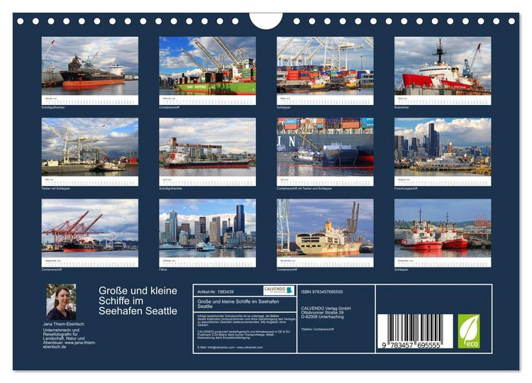 Produktbild: Gro&szlig;e und kleine Schiffe im Seehafen Seattle (Wandkalender 2026 DIN A4 quer), CALVENDO Monatskalender