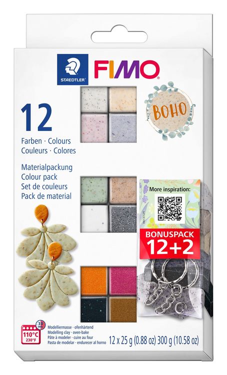 Produktbild: STAEDTLER Modelliermasse Set Fimo effect boho, 12er Set, ofenh&auml;rtend
