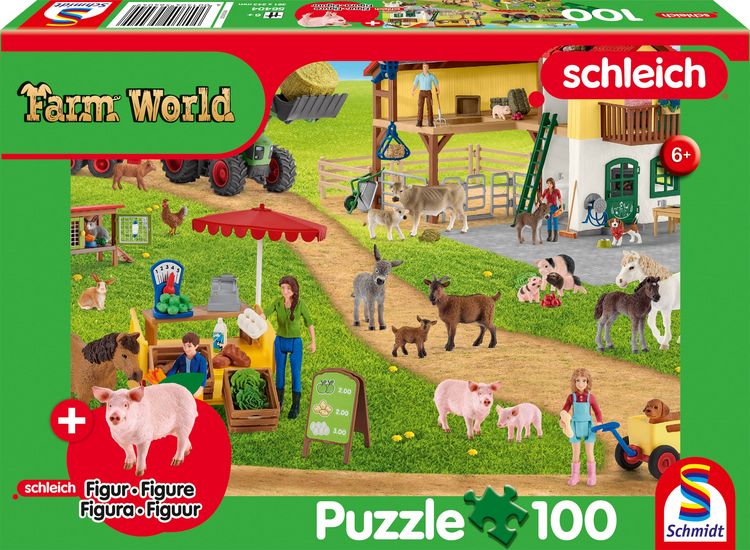Produktbild: Farm World, Bauernhof und Hofladen. Puzzle 100 Teile, mit Add-on (eine Original Figur)