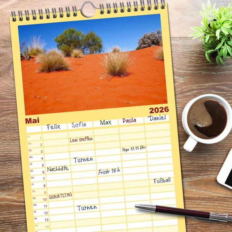 Produktbild: Familienplaner 2026 - Unterwegs in Australiens Nationalparks mit 5 Spalten (Wandkalender, 21 x 45 cm) CALVENDO