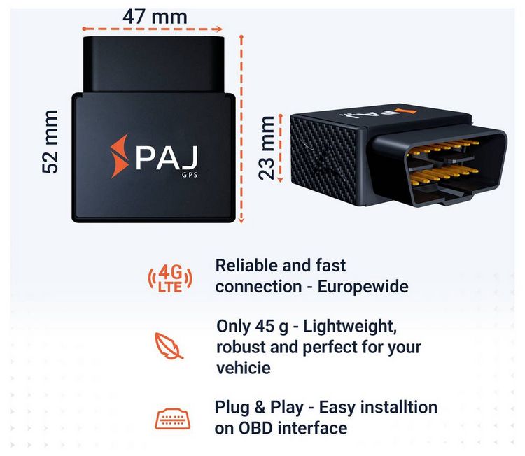 Produktbild: PAJ GPS CAR OBD 4G 2.0 GPS Tracker Fahrzeugtracker Schwarz 1St.