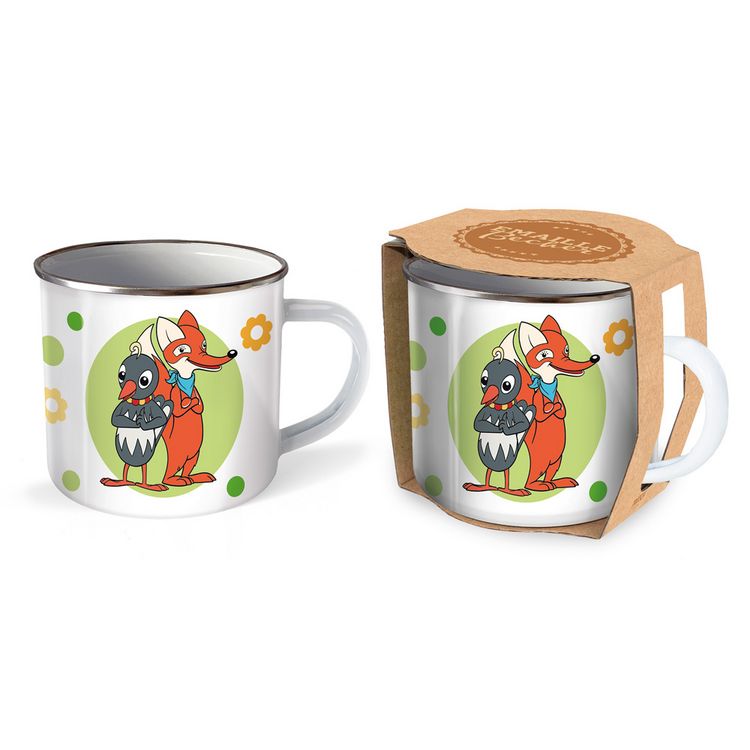Produktbild: Tr&ouml;tsch Unser Sandm&auml;nnchen Emaille Becher Tasse Fuchs und Elster